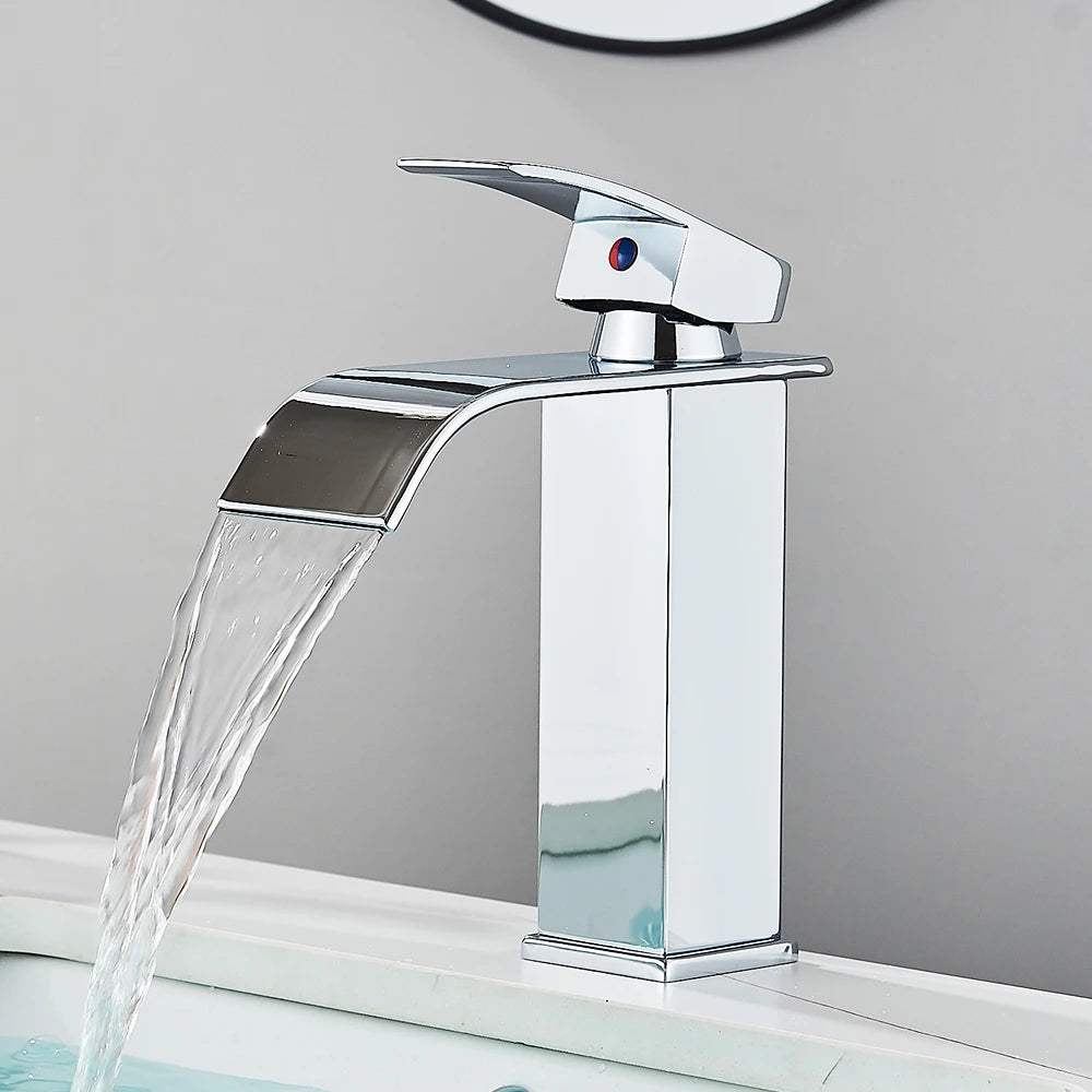 Rozin Basin Waterfall Faucet Deck Mounted Single Hole Handle
