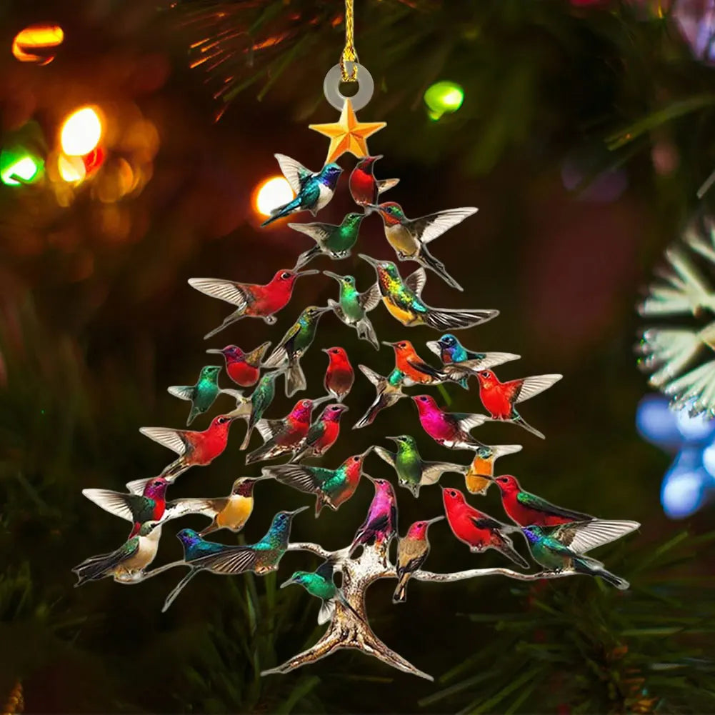 2D Hummingbird Christmas Ornament