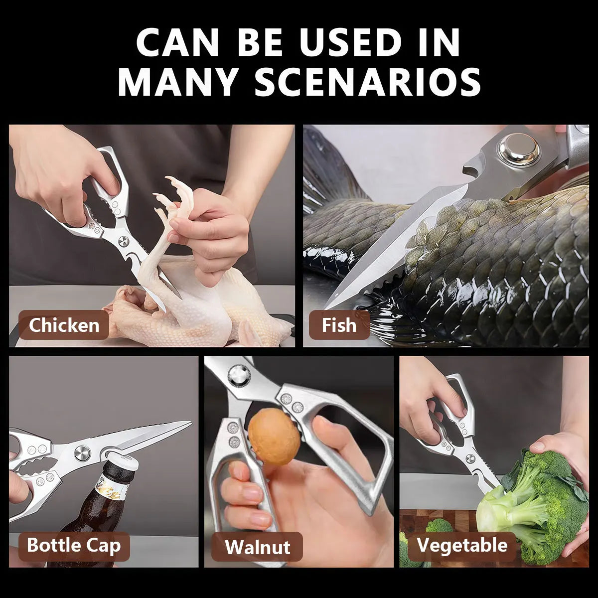 Stainless Steel Kitchen Shears For Easy Cutting And Cleaning