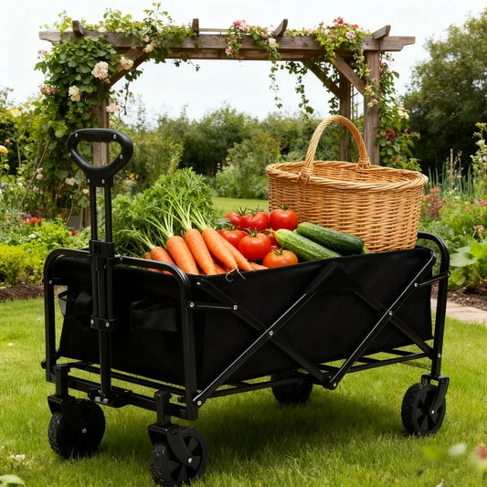 Multifunctional folding outdoor garden trolley, 650 lbs load capacity, suitable for beach, lawn, camping
