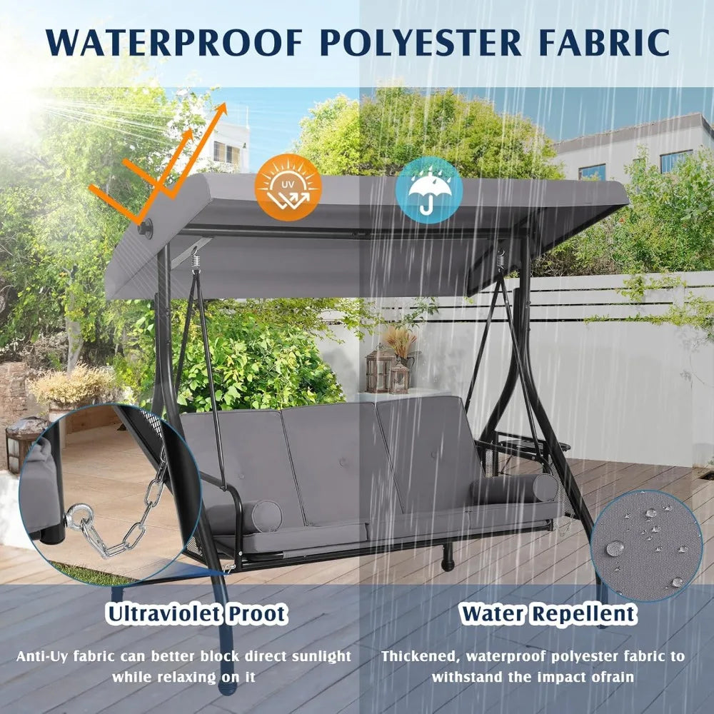 Convertible 2 In 1 Patio Swing Bed With Cup Holder