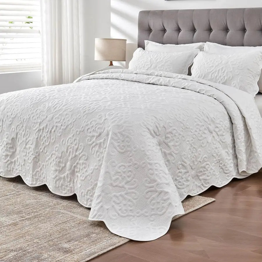 Lightweight 3 Piece Quilted Coverlet Set 100 Percent Cotton