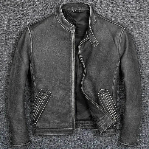 Genuine Leather Vintage Thin Sheepskin  or Thick Cowhide Coat For Men
