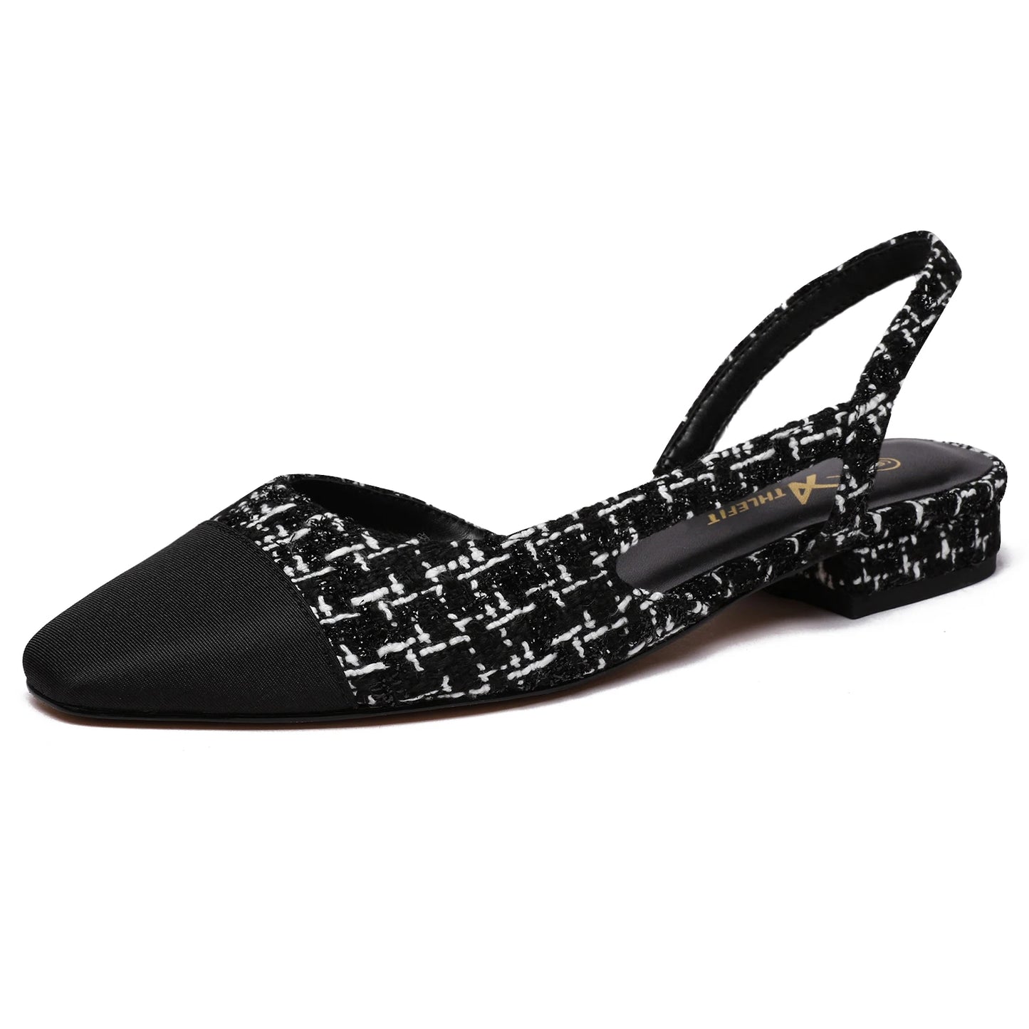 Women Slingback Flats Square Pointed Toe Two Tone Flats