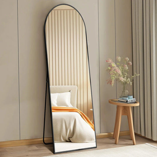 Arched Mirror With Aluminum Frame For Bedroom Sturdy Standing Design