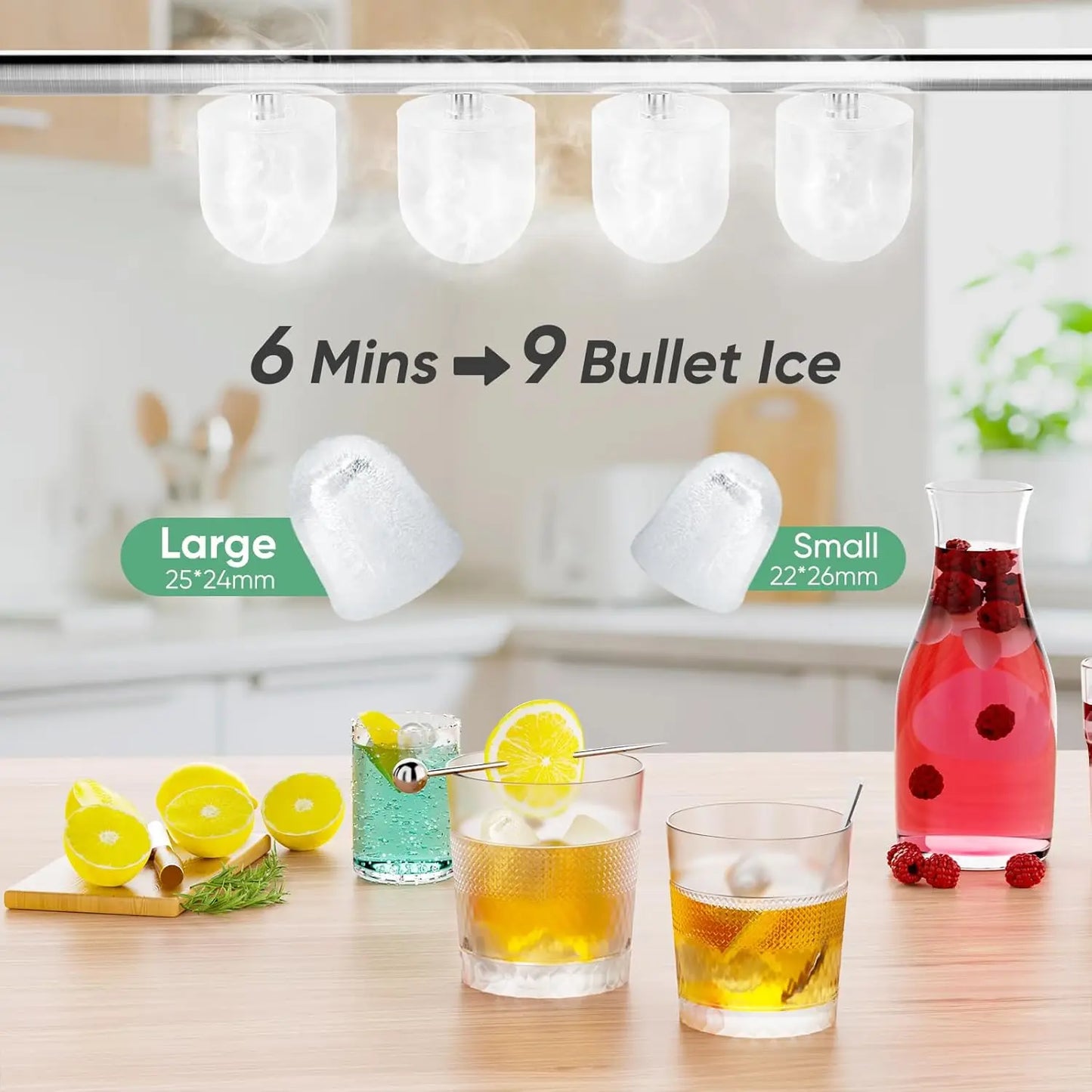 Compact Portable Countertop Ice Maker 26 Lbs Per 24 Hours