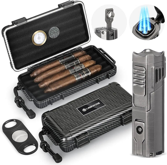 UseWire Cigar Travel Humidor Set ABS Waterproof Pressure Resistant