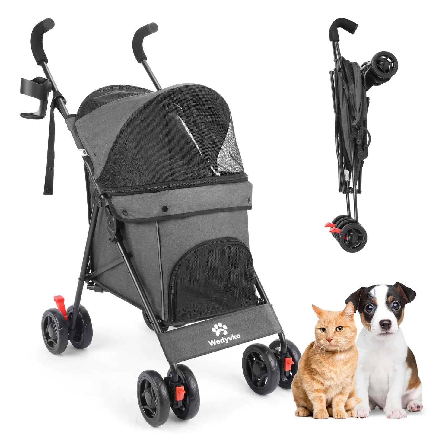 Wedyvko Pet Dog Stroller With Brakes And Storage Travel
