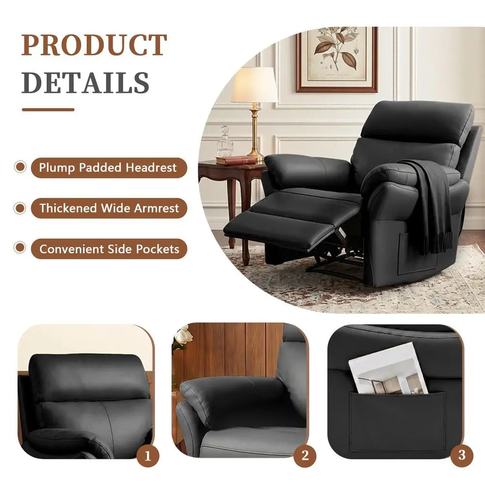 Italian Genuine Leather Recliner Chair For Living Room Comfort