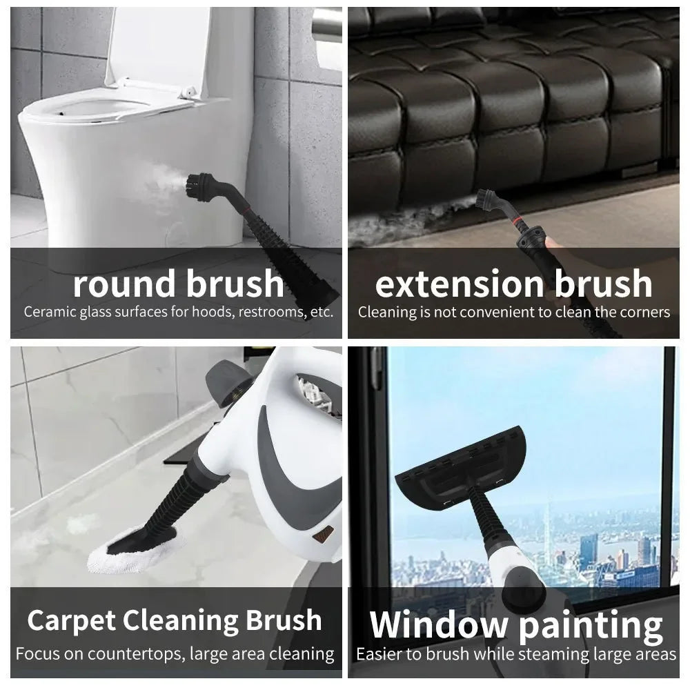 High Temperature Handheld Steam Cleaner 9 Piece Set Portable 350ml