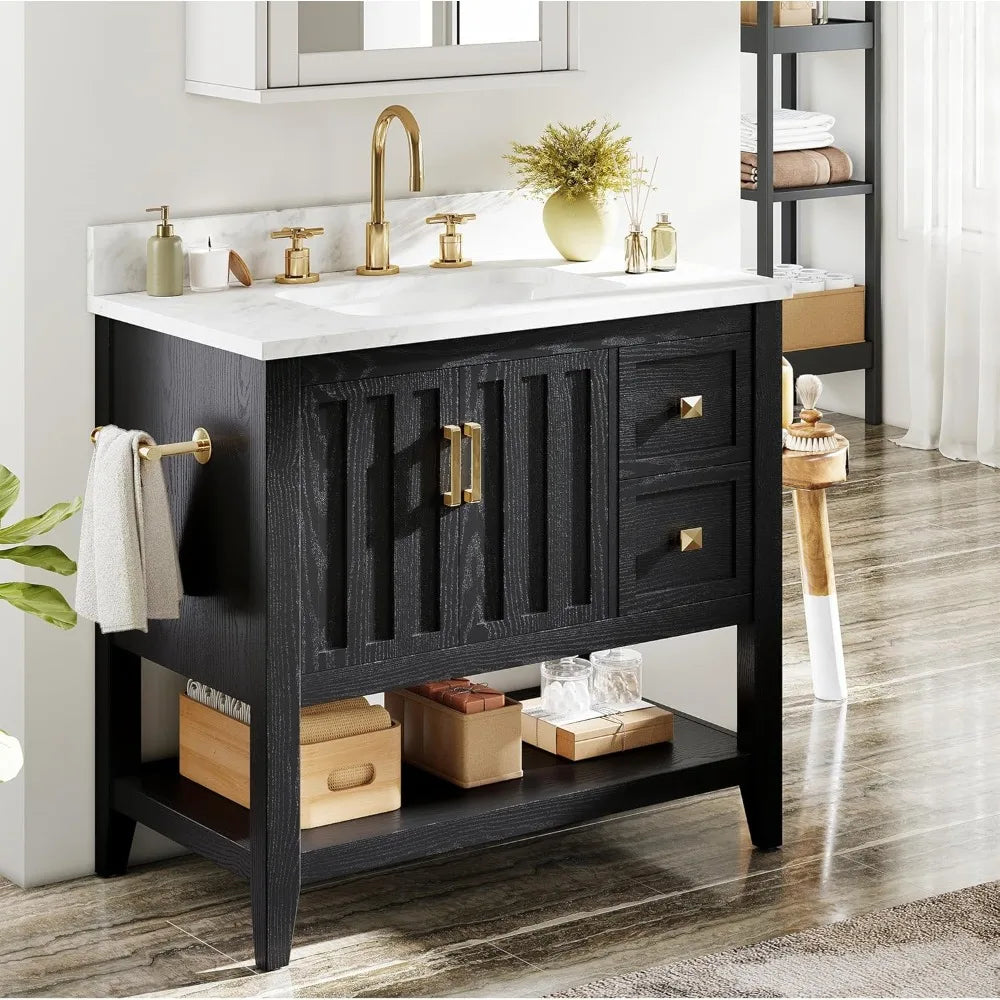 Farmhouse Style Bathroom Vanity With Sink Artificial Stone