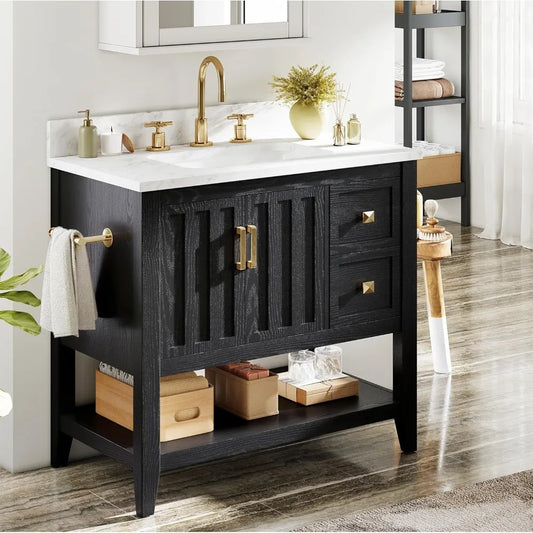 Farmhouse Style Bathroom Vanity With Sink Artificial Stone