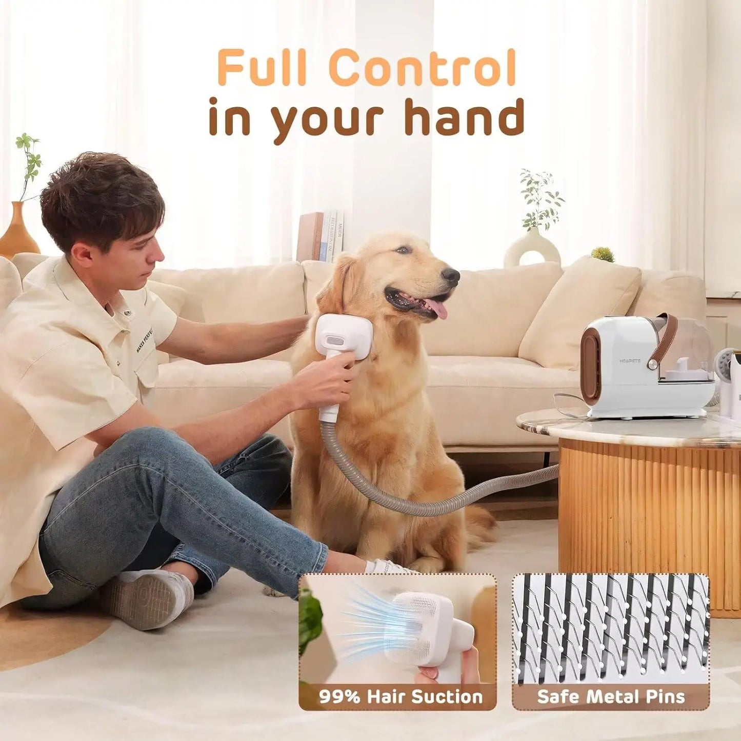 Pet Grooming Vacuum Kit With 7 Tools For Quiet Cleaning