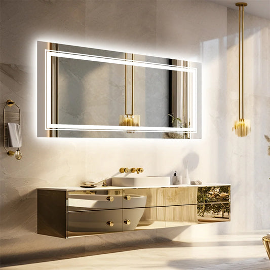 LUVODI Illuminated Bathroom Mirror With 3 Color Lights And Dimming Smart Touch
