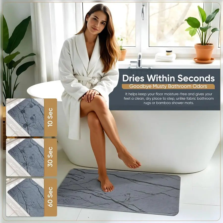 Non Slip Diatomaceous Earth Bath Mat Quick Dry Absorbent