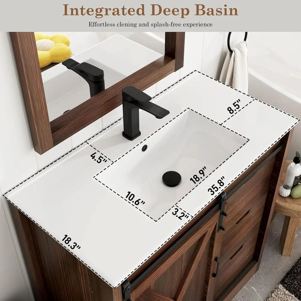 Acrylic Bathroom Vanity With Sink Faucet And Mirror Assembly