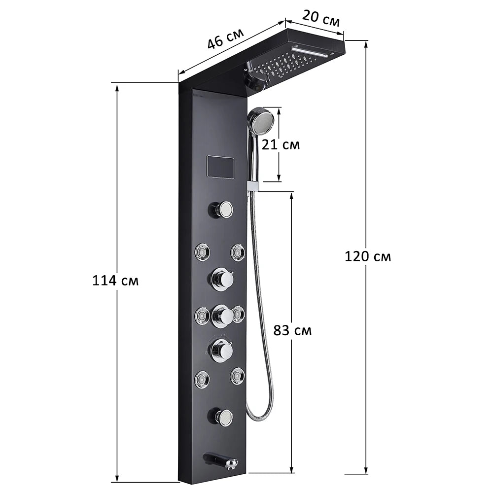 Quyanre LED Shower Panel Tower System With Hydroelectric LCD Display