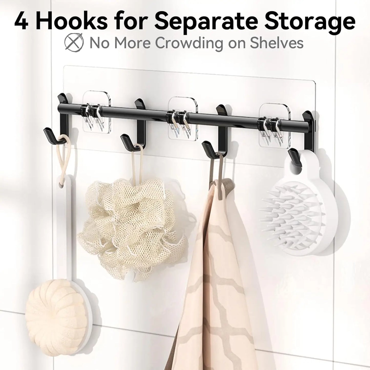 Rustproof Adhesive Shower Caddy Set Large Capacity