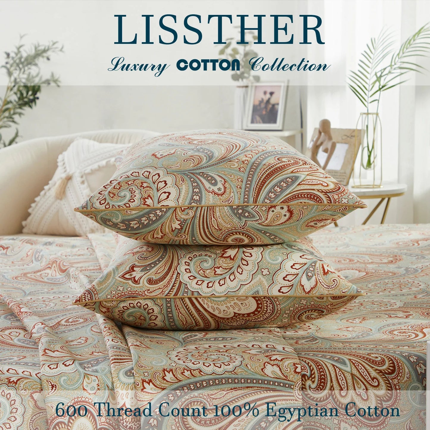 3pc Egyptian Paisley Cotton Duvet Cover Set