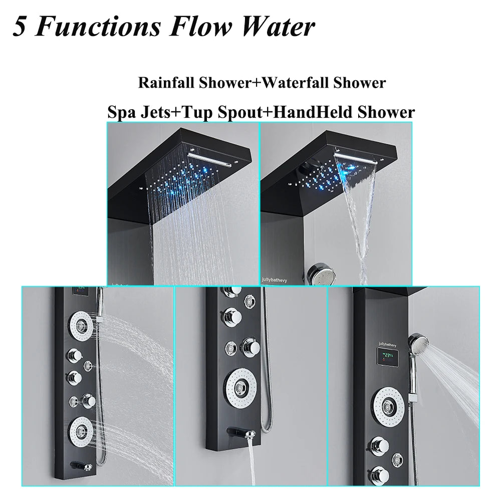 Led Shower Panel Tower System With Bathtub
