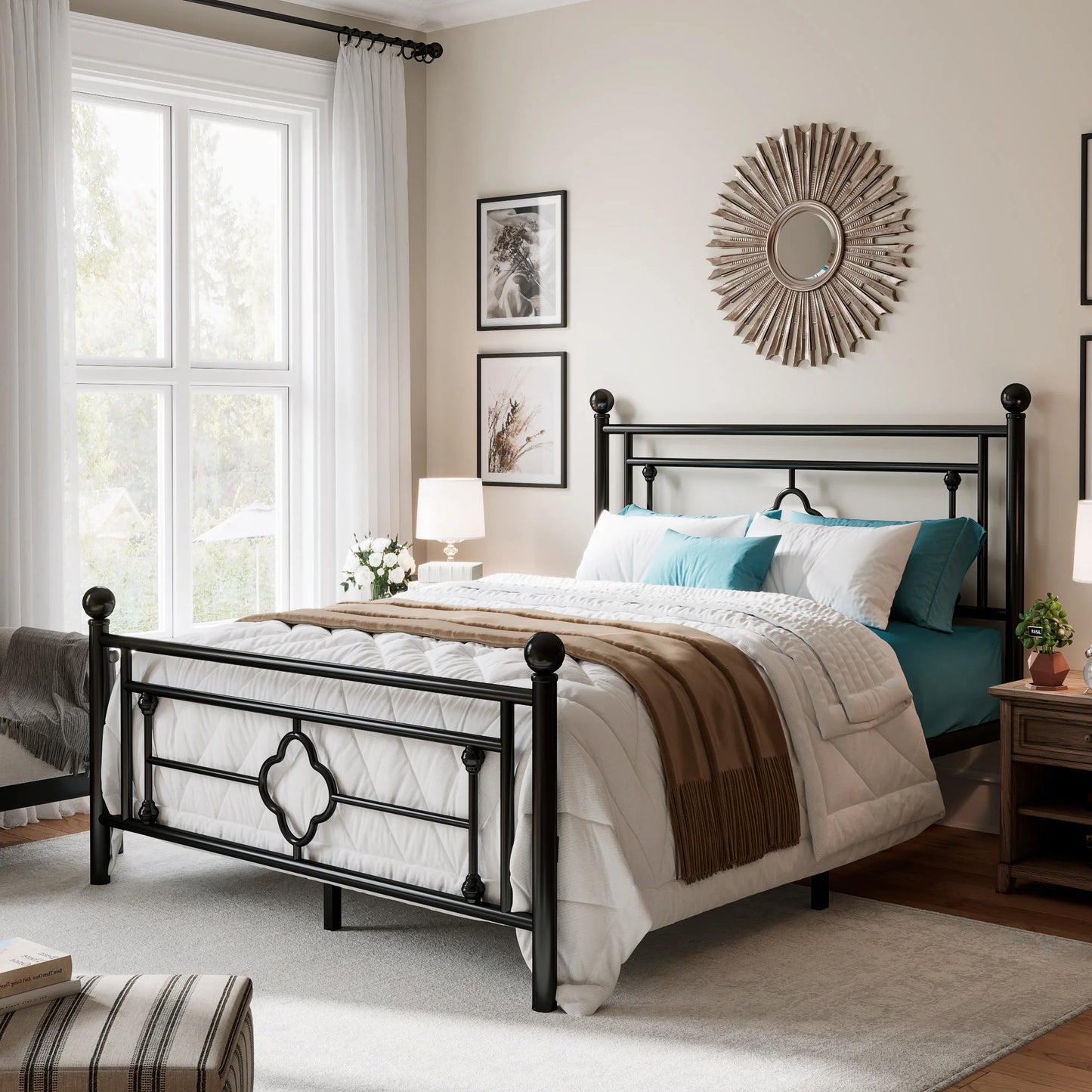 Vintage Victorian Wrought Iron Headboard And Footboard