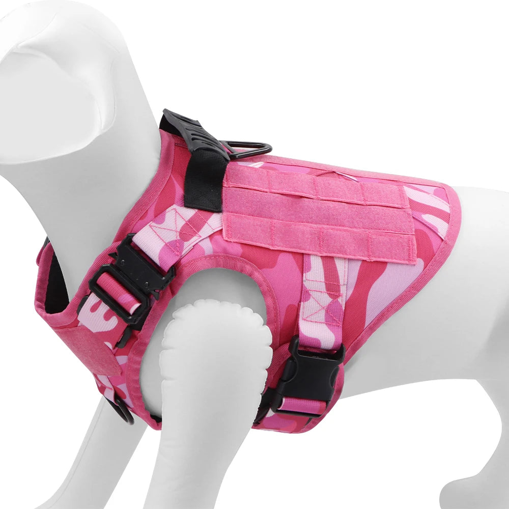Military Pink Camouflage Dog Harness w/ Leash