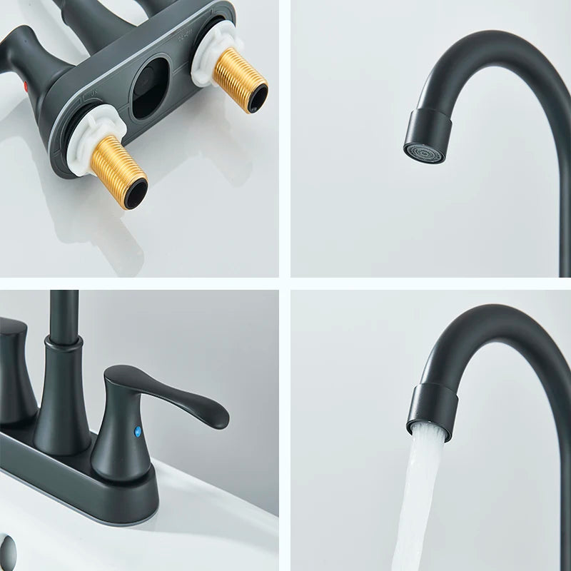 Two-Hole Deck Mounted Dual-Handle Bathroom Faucet