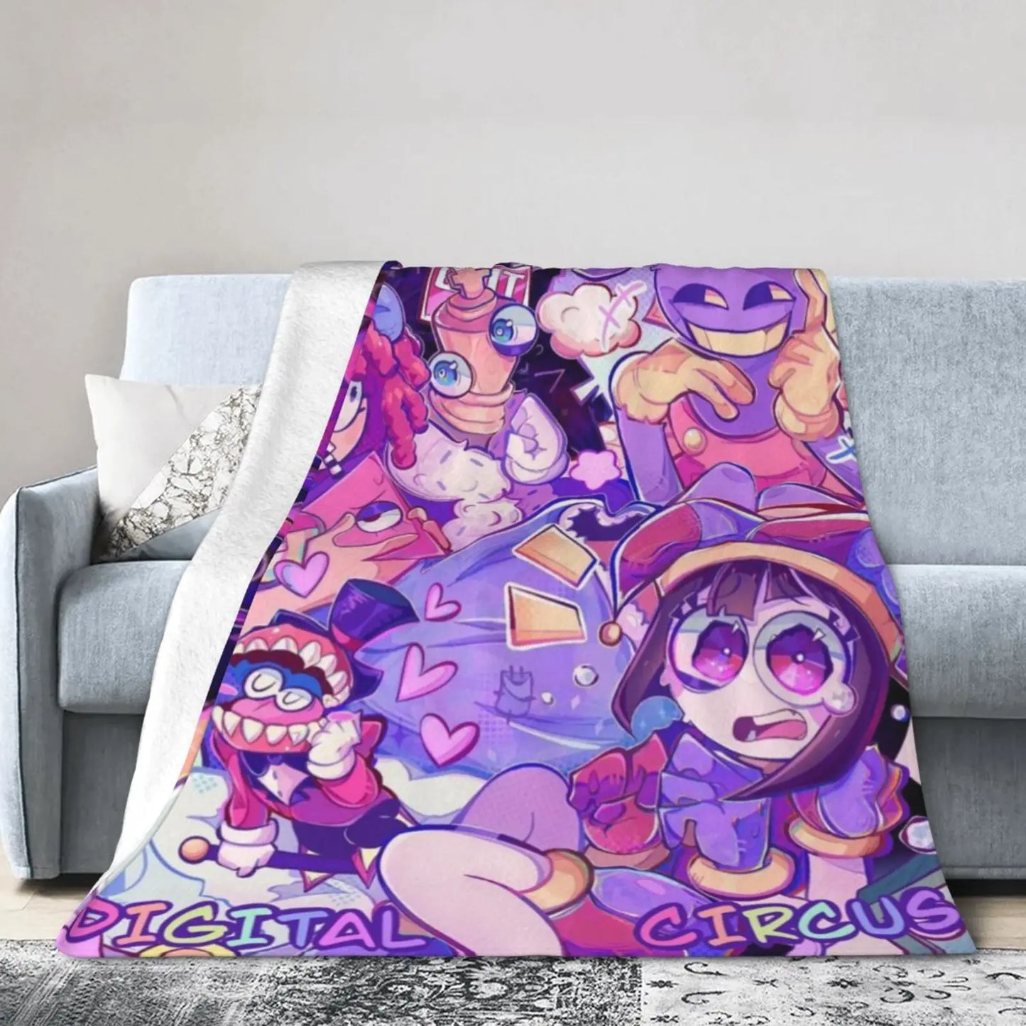 Circus Cartoon Flannel Throw Blanket