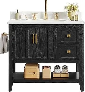 Farmhouse Style Bathroom Vanity With Sink Artificial Stone