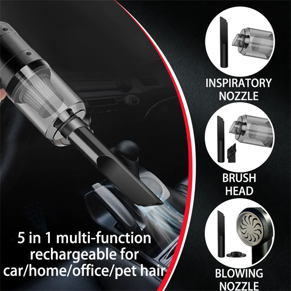 Portable Handheld Vacuum Cleaner For Car And Home With Multifunctional Brush
