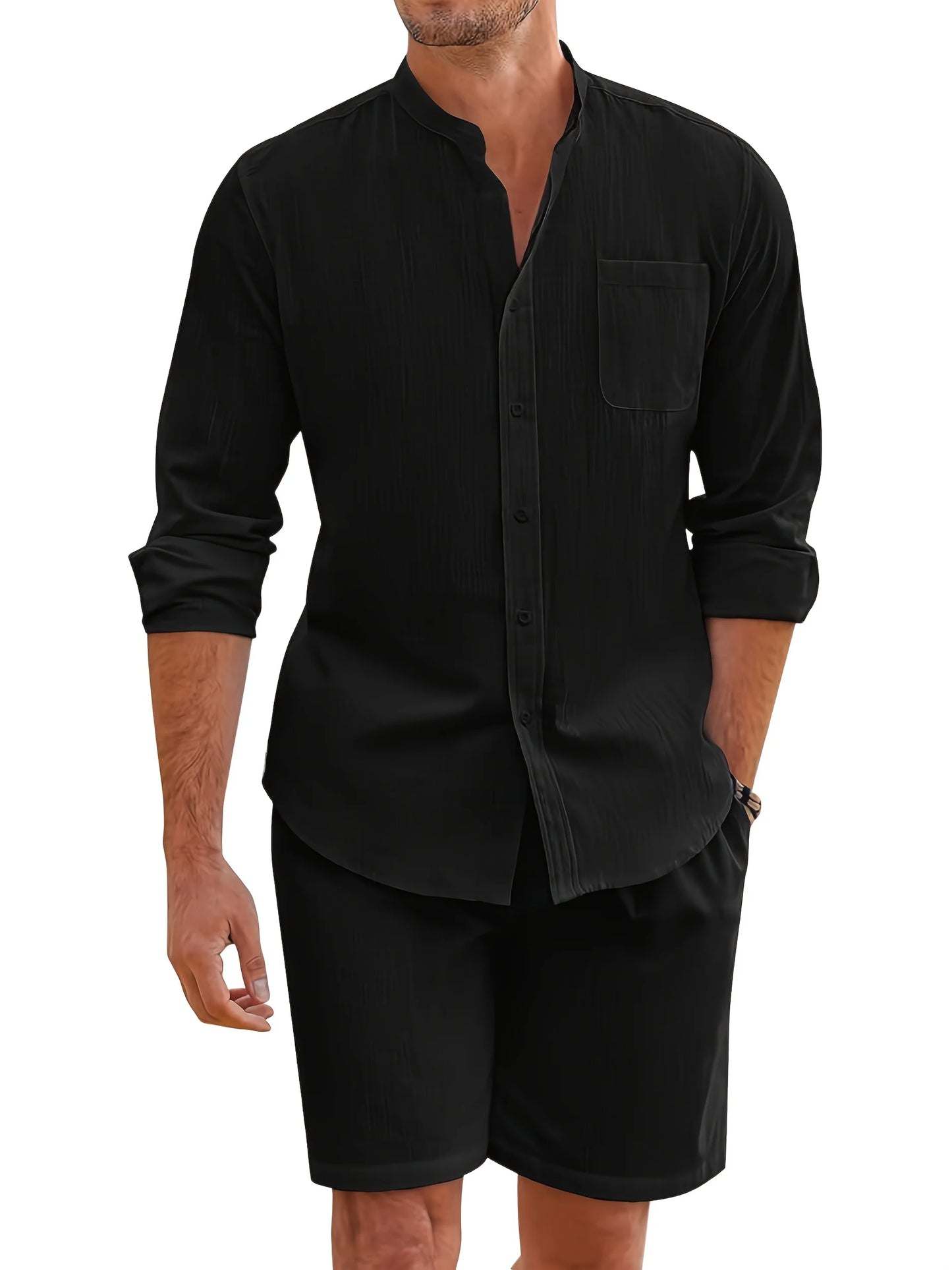 NONECN Men's Summer Two Piece Polyester Casual Beach Wear