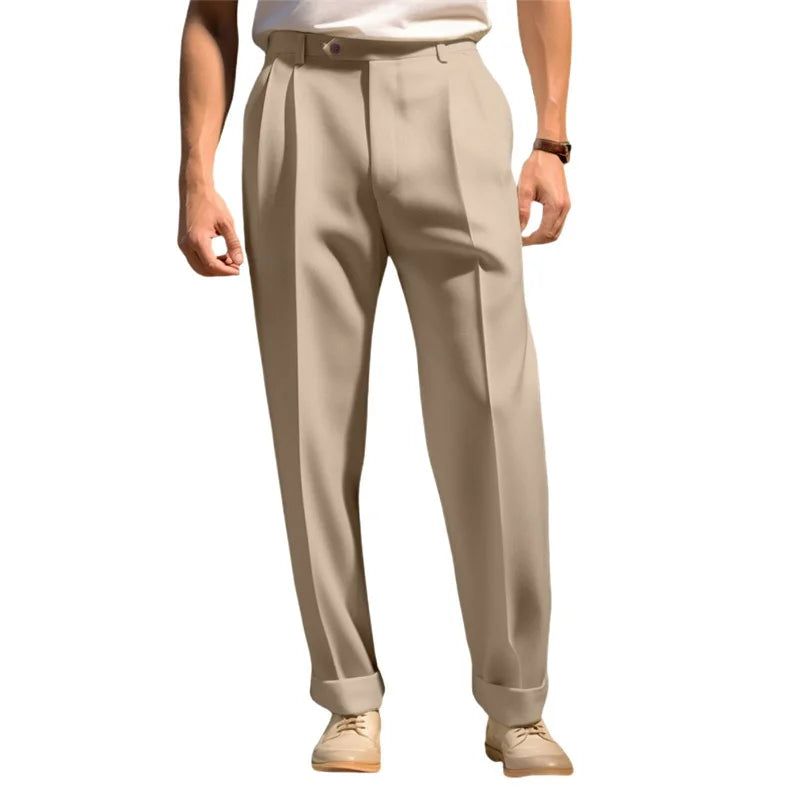 Hirigin Men's Classic Business Casual Suit Pants With Hemmed Bottoms