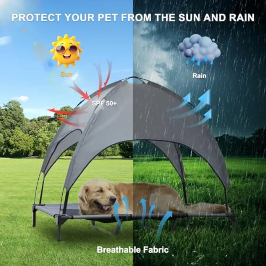 Elevated Dog Bed With Canopy For Durable Indoor Comfort