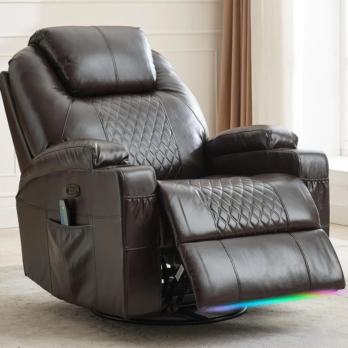 Power Swivel Rocker Recliner Chair With Heat Massage