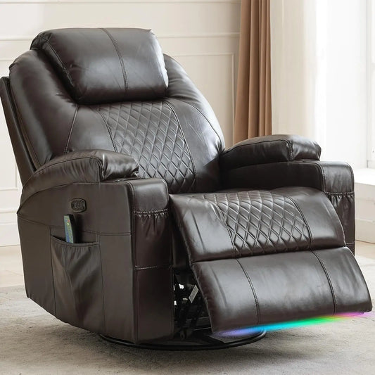 Power Swivel Rocker Recliner Chair With Heat Massage
