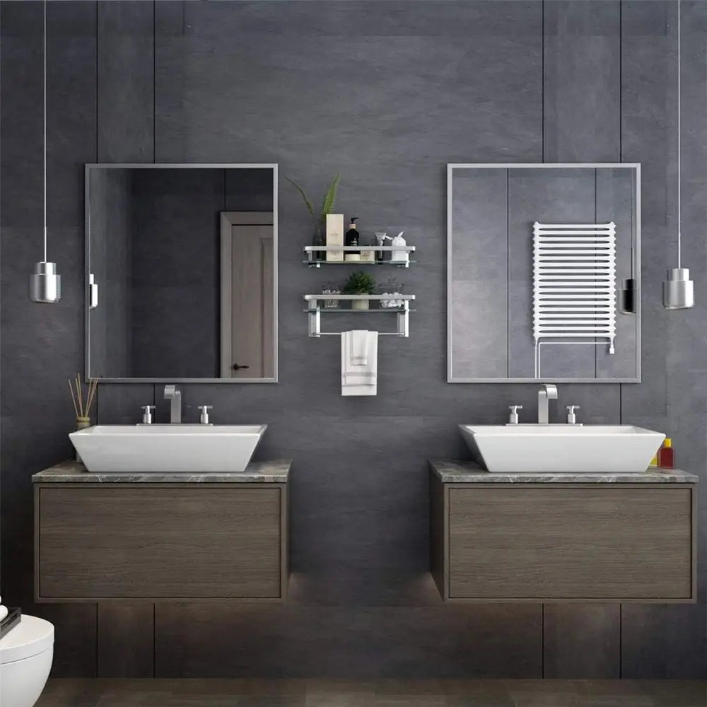 Three Tier Wall Mounted Glass Shelf Organizer for Bathroom