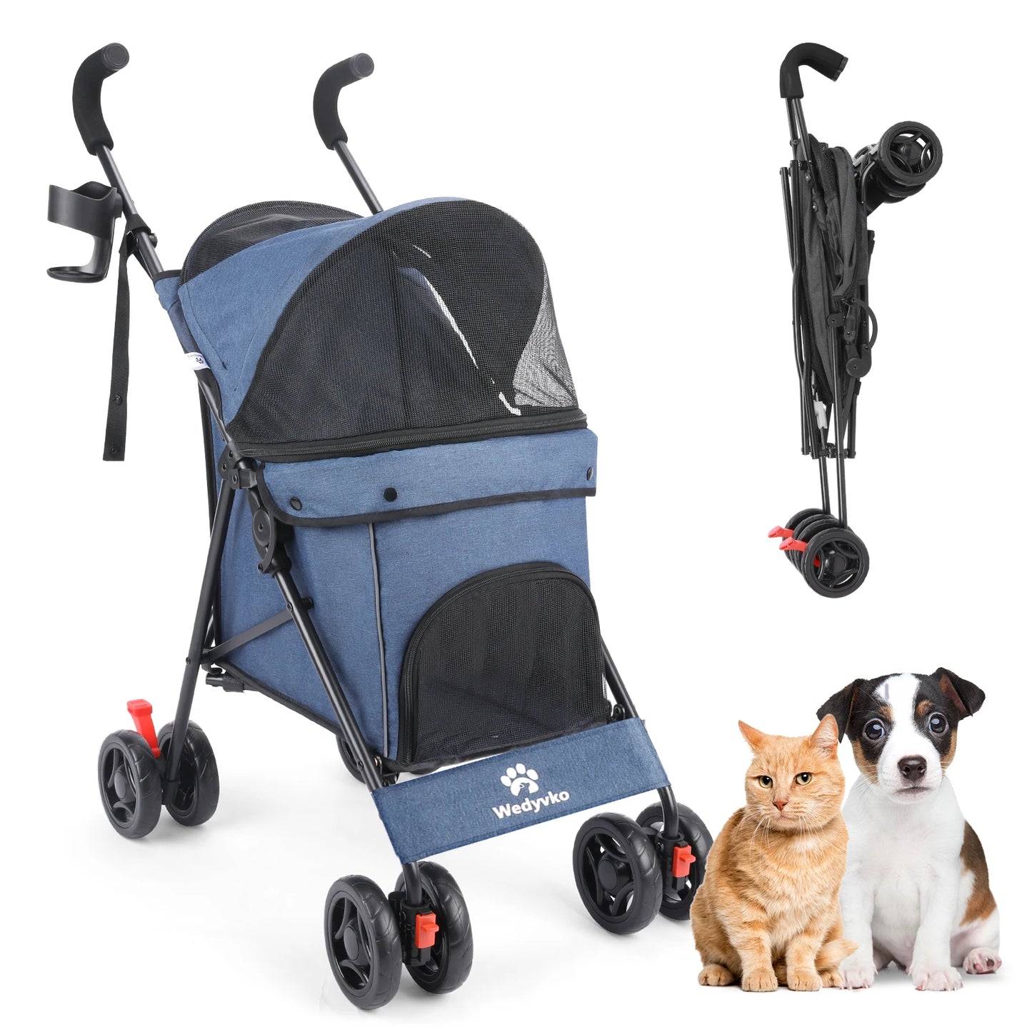 Wedyvko Pet Dog Stroller With Brakes And Storage Travel
