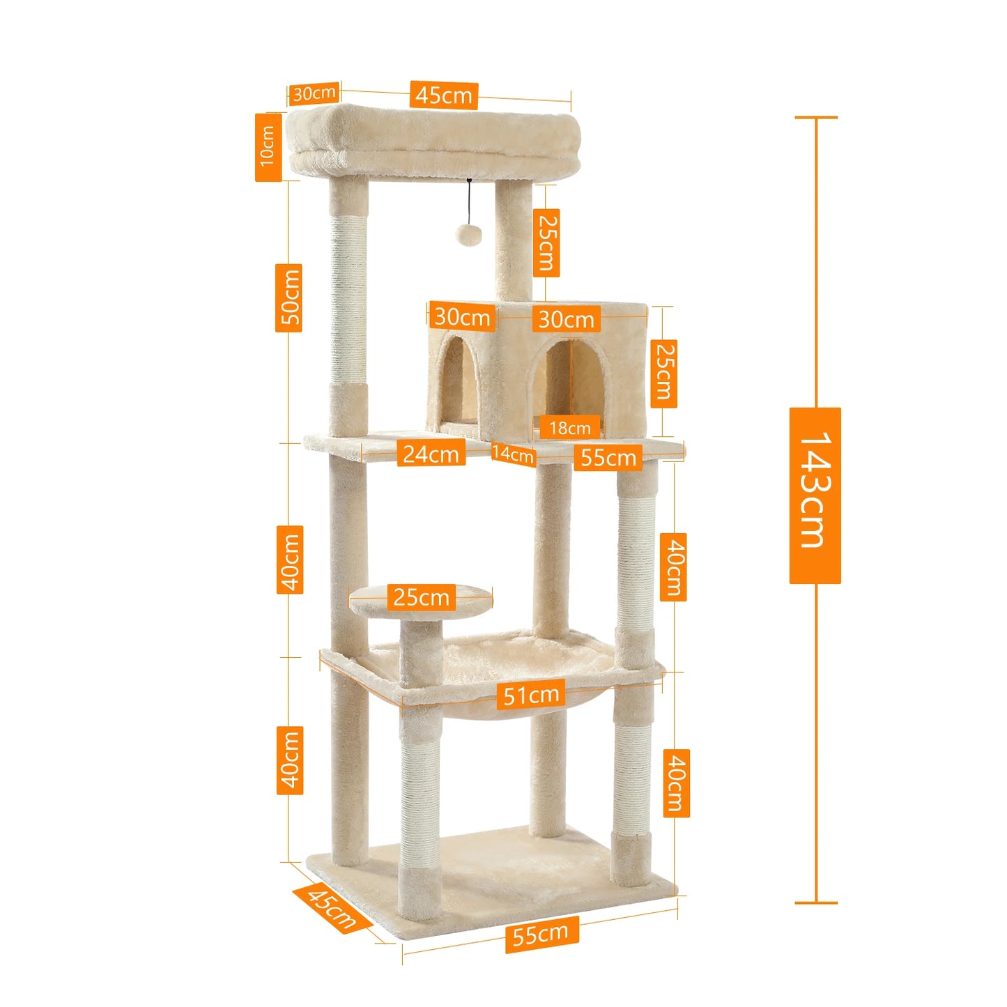 PAWZ Road Five Level Cat Tower For Large Cats Hammock