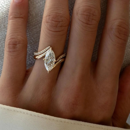 Marquise Moissanite Bridal Wedding Set 925 Sterling Silver