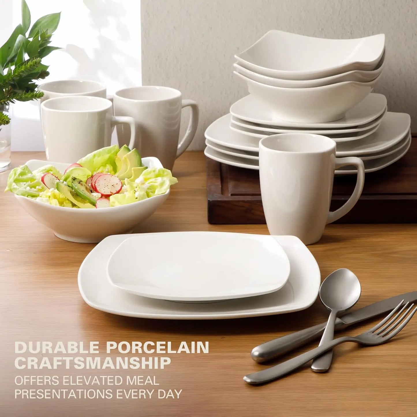 Square Porcelain Dinnerware Set