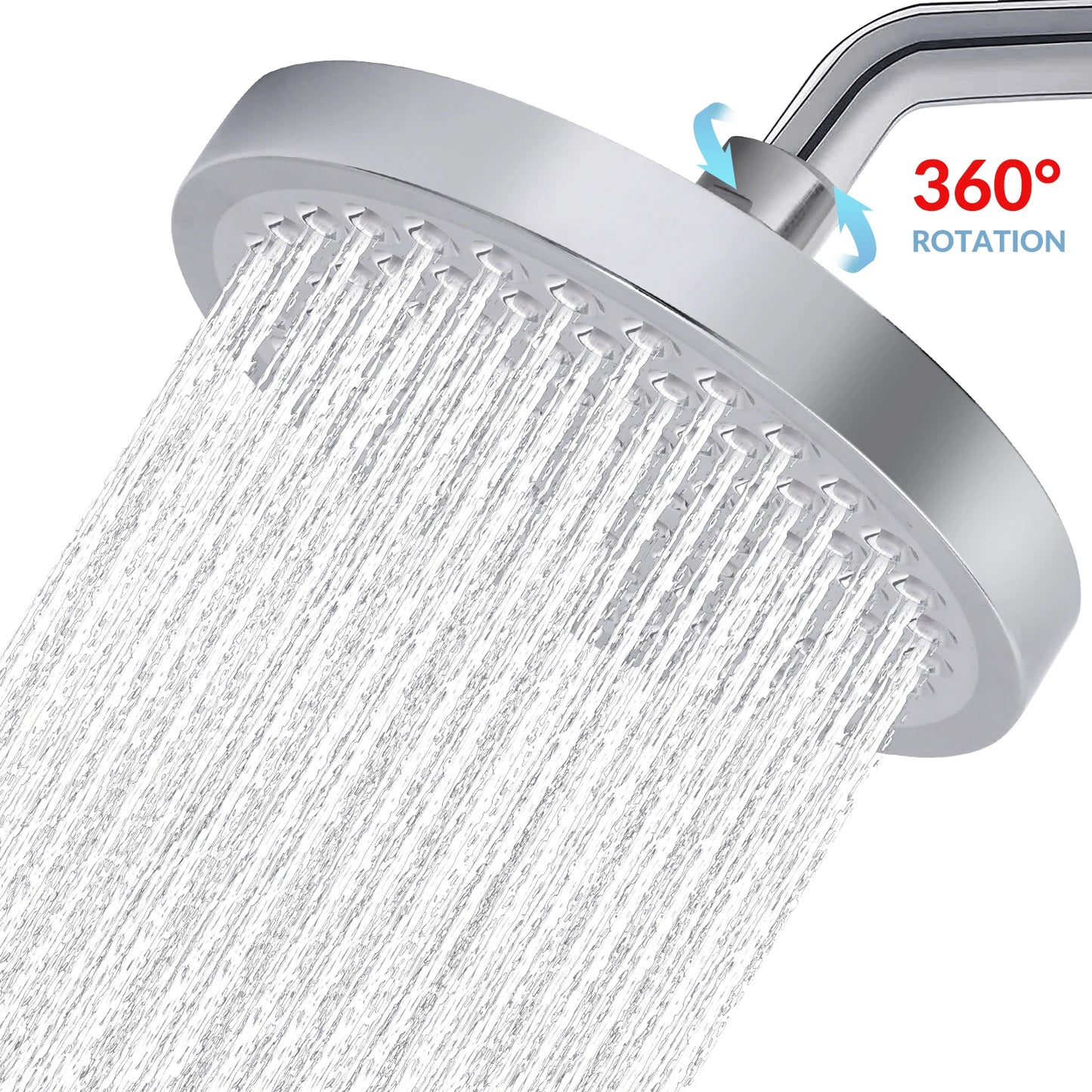 Stainless Steel Rain Shower Head Wall Mounted Adjustable High Pressure