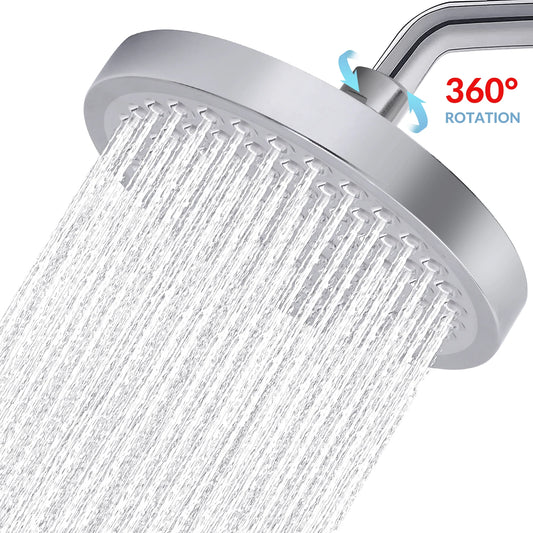 Stainless Steel Rain Shower Head Wall Mounted Adjustable High Pressure