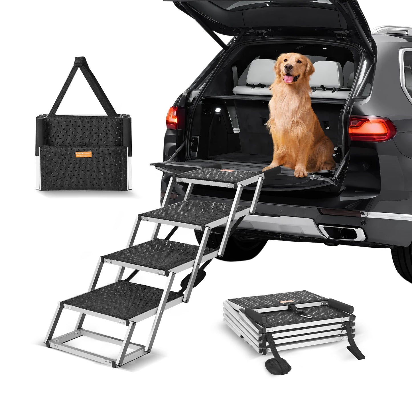 Folding Portable Pet Steps Lightweight Aluminum for Car SUV and Truck 150 lbs
