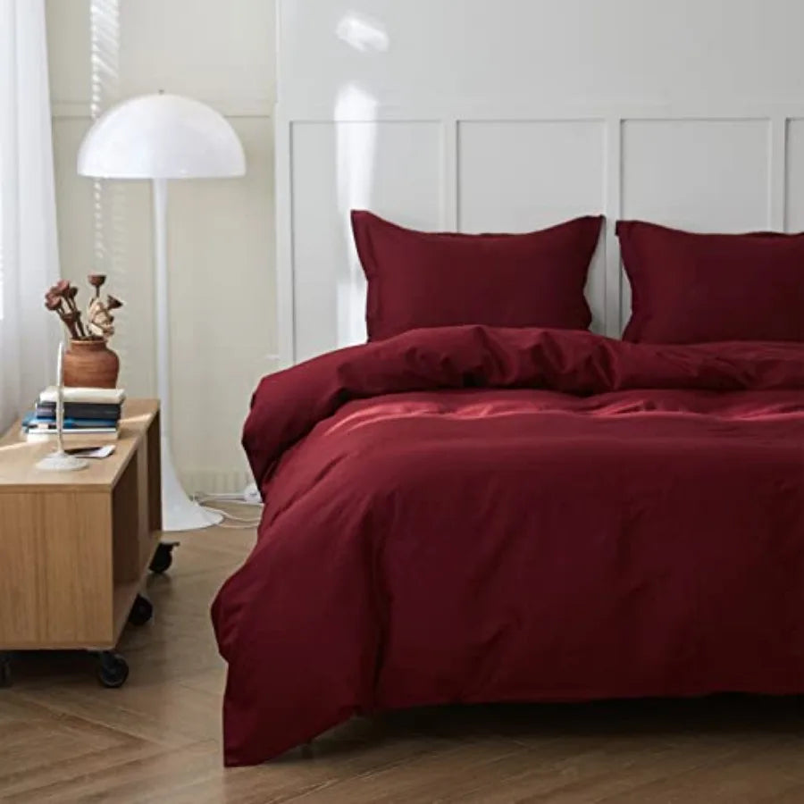 French Linen Duvet Cover Set Natural Flax Cotton Blend