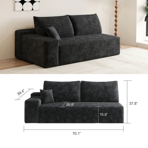 YQXH Cloud Style Corduroy Covered Sectional Sofa U Shaped