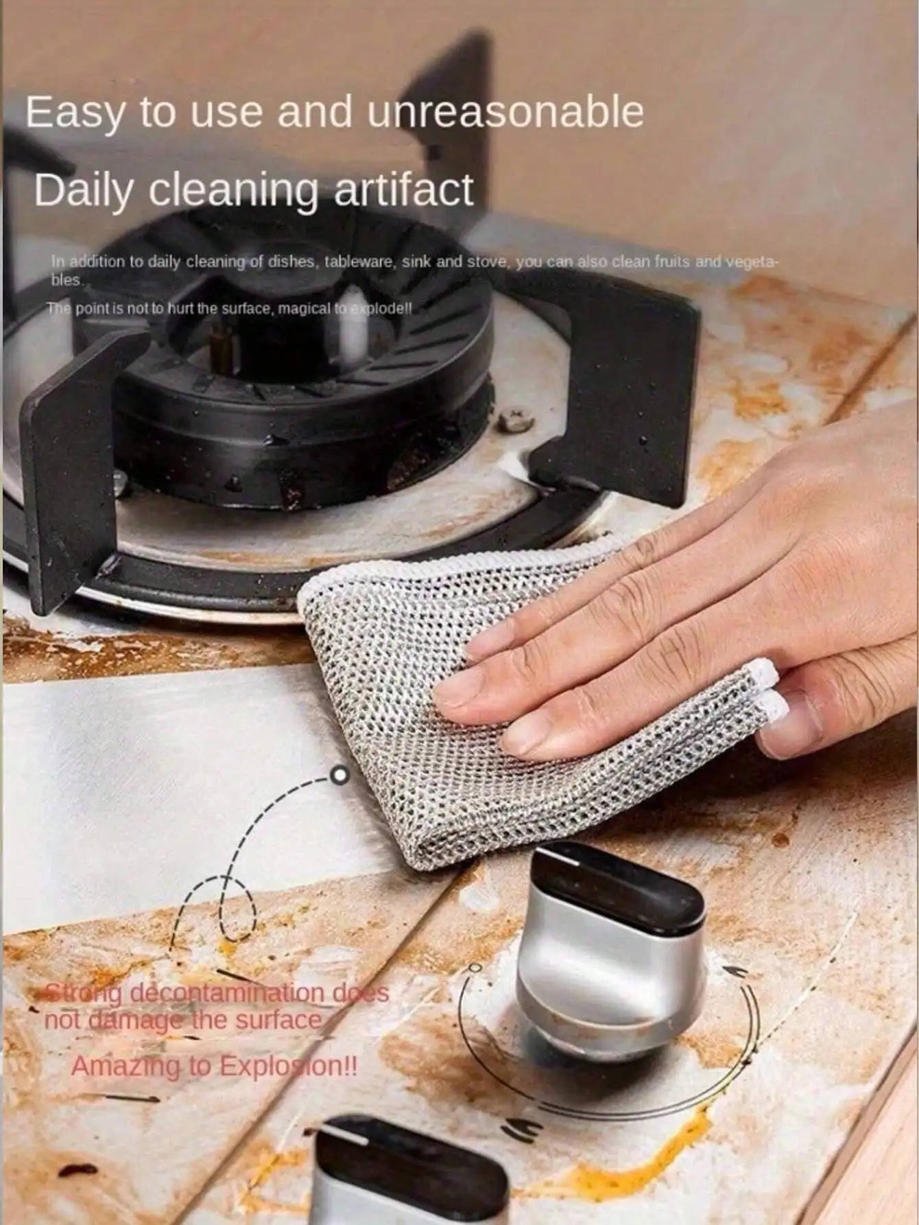 Iron Wire Dish Scrubber Cloths Reusable Metal Cleaning Cloths