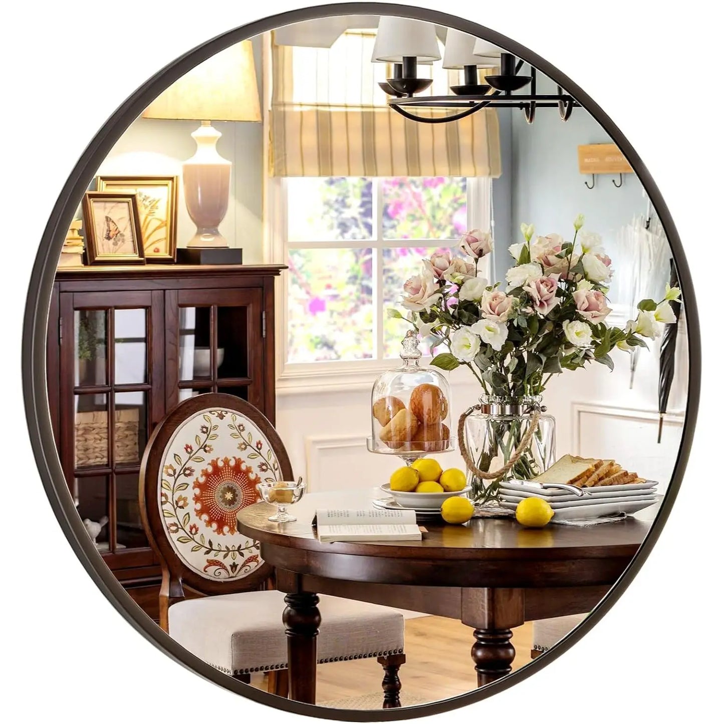 Stylish Round Aluminum Metal Wall Mirror For Contemporary Home Decor