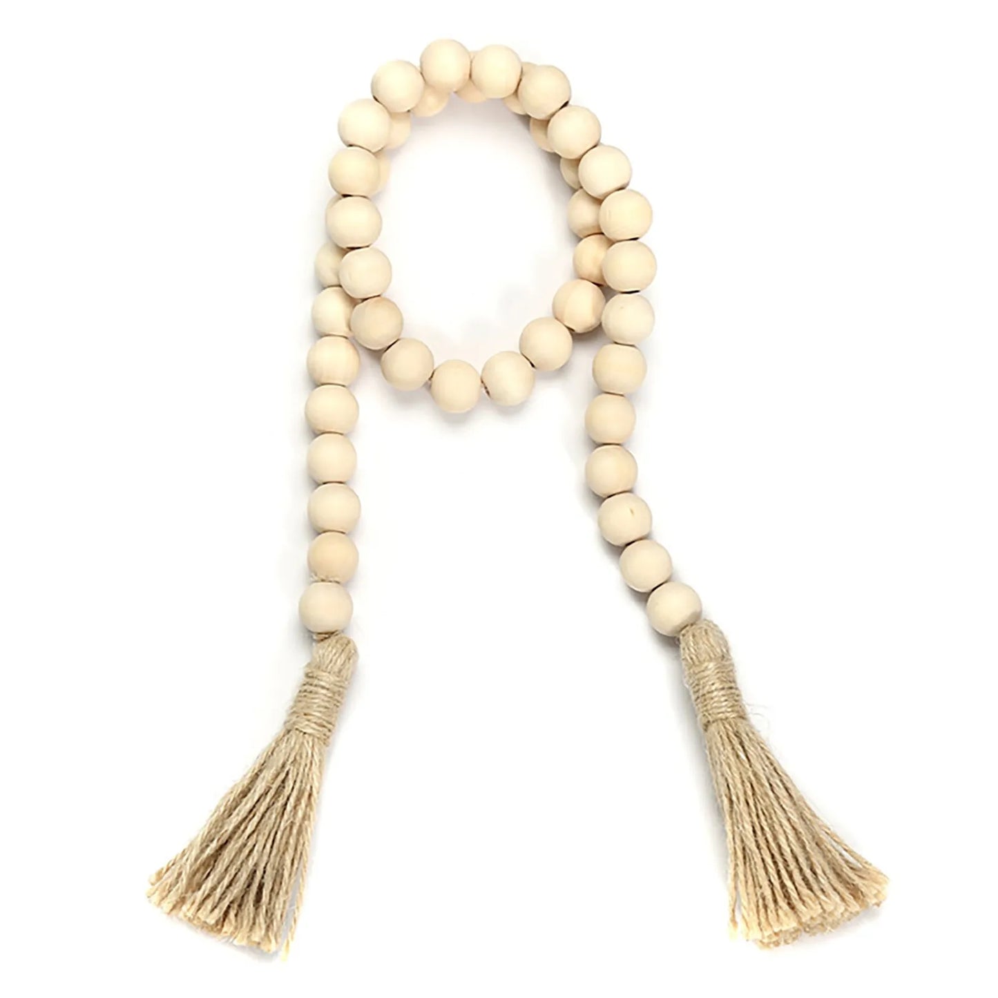 Handmade Rustic Wood Bead Garland With Tassels Wall Decor