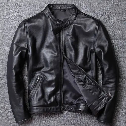 Genuine Leather Vintage Thin Sheepskin  or Thick Cowhide Coat For Men