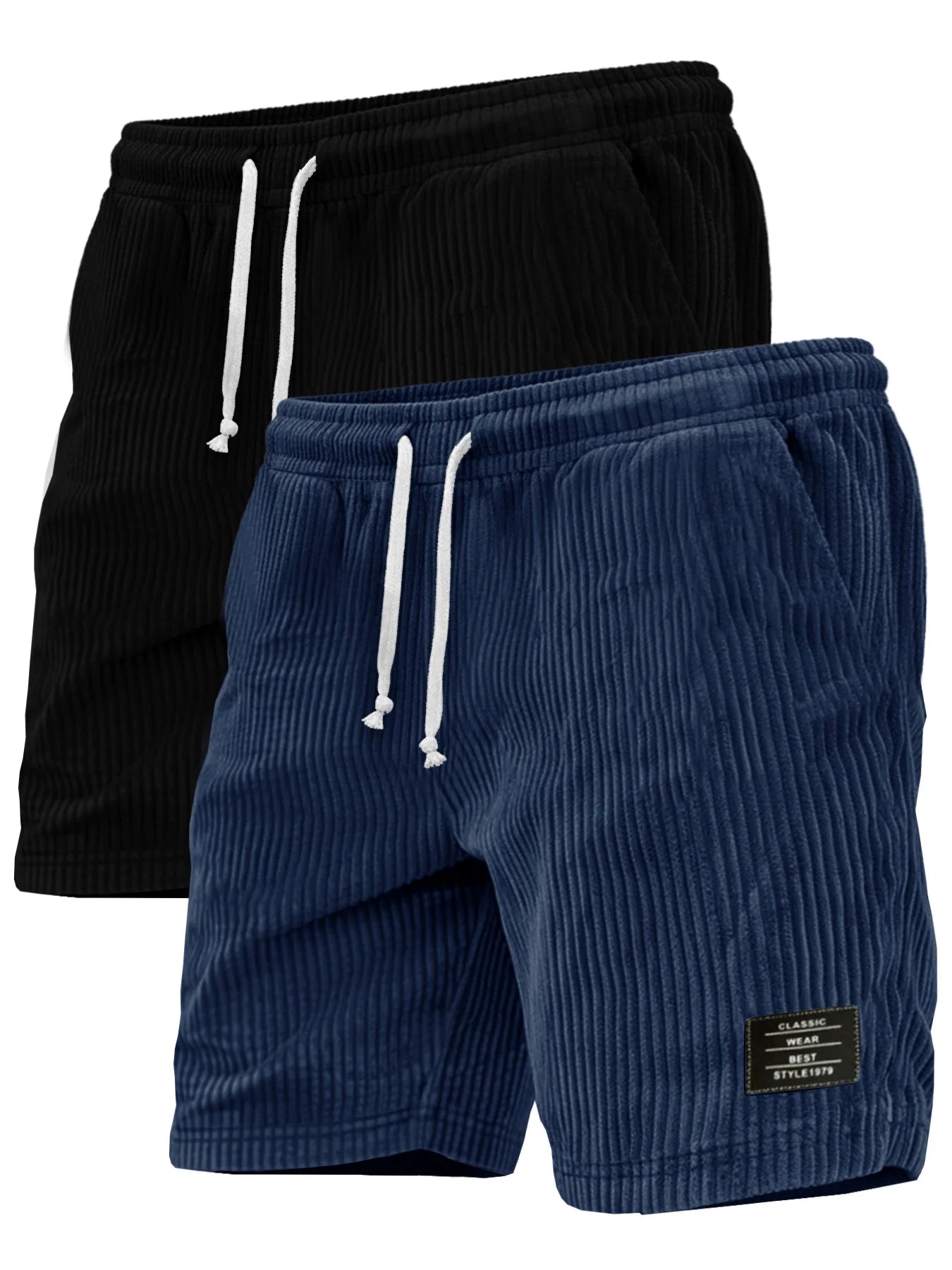 Men's Corduroy Shorts Drawstring Waist Loose Fit With Multi Pockets
